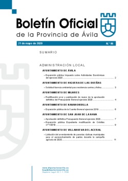 Boletín Oficial de la Provincia del jueves, 21 de mayo de 2020