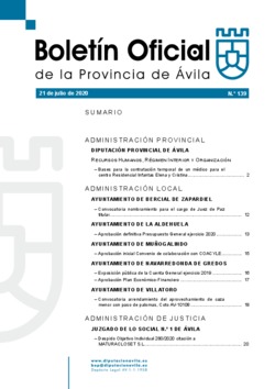 Boletín Oficial de la Provincia del martes, 21 de julio de 2020