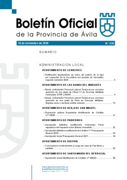 Boletín Oficial de la Provincia del jueves, 26 de noviembre de 2020