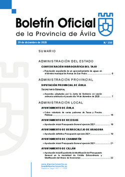 Boletín Oficial de la Provincia del martes, 29 de diciembre de 2020