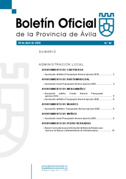 Boletín Oficial de la Provincia del jueves, 30 de abril de 2020