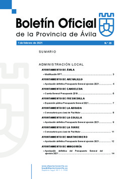 Boletín Oficial de la Provincia del lunes, 1 de febrero de 2021