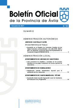 Boletín Oficial de la Provincia del jueves, 3 de junio de 2021