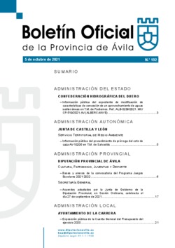 Boletín Oficial de la Provincia del martes, 5 de octubre de 2021