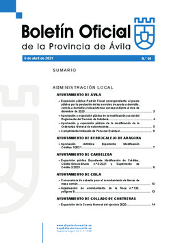 Boletín Oficial de la Provincia del martes, 6 de abril de 2021