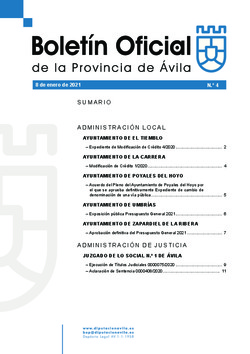 Boletín Oficial de la Provincia del viernes, 8 de enero de 2021