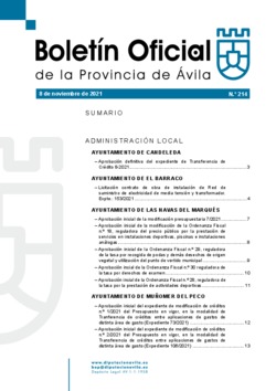 Boletín Oficial de la Provincia del lunes, 8 de noviembre de 2021