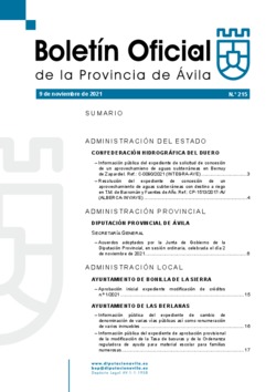 Boletín Oficial de la Provincia del martes, 9 de noviembre de 2021