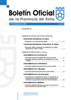 Boletín Oficial de la Provincia del sábado, 11 de diciembre de 2021