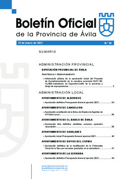 Boletín Oficial de la Provincia del lunes, 15 de marzo de 2021