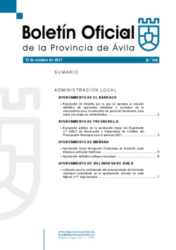 Boletín Oficial de la Provincia del viernes, 15 de octubre de 2021