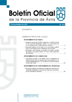 Boletín Oficial de la Provincia del lunes, 15 de noviembre de 2021