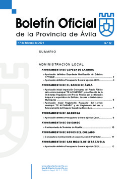 Boletín Oficial de la Provincia del miércoles, 17 de febrero de 2021