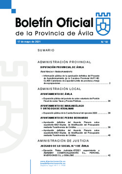 Boletín Oficial de la Provincia del lunes, 17 de mayo de 2021