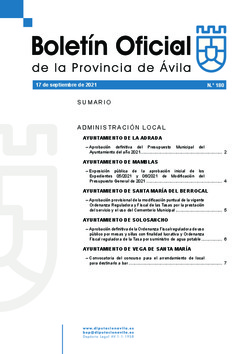 Boletín Oficial de la Provincia del viernes, 17 de septiembre de 2021