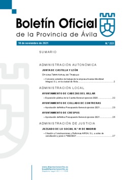 Boletín Oficial de la Provincia del jueves, 18 de noviembre de 2021