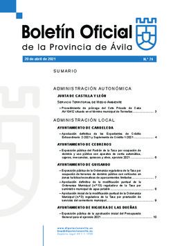 Boletín Oficial de la Provincia del martes, 20 de abril de 2021