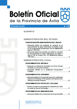 Boletín Oficial de la Provincia del martes, 20 de julio de 2021