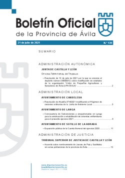 Boletín Oficial de la Provincia del miércoles, 21 de julio de 2021