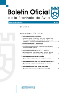 Boletín Oficial de la Provincia del jueves, 21 de octubre de 2021