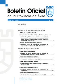 Boletín Oficial de la Provincia del jueves, 22 de abril de 2021