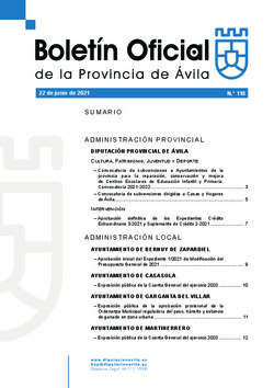 Boletín Oficial de la Provincia del martes, 22 de junio de 2021