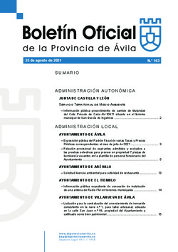 Boletín Oficial de la Provincia del miércoles, 25 de agosto de 2021