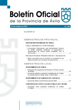 Boletín Oficial de la Provincia del lunes, 25 de octubre de 2021