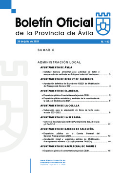 Boletín Oficial de la Provincia del lunes, 26 de julio de 2021