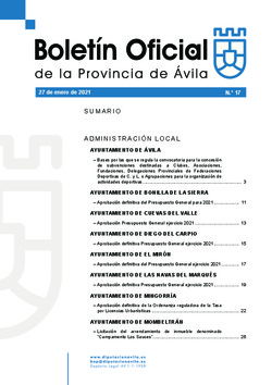 Boletín Oficial de la Provincia del miércoles, 27 de enero de 2021