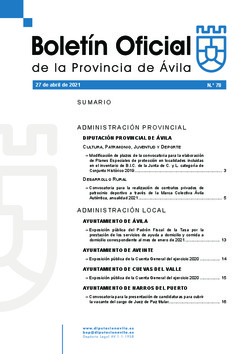 Boletín Oficial de la Provincia del martes, 27 de abril de 2021