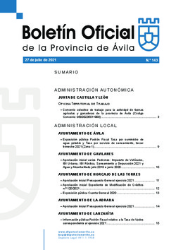 Boletín Oficial de la Provincia del martes, 27 de julio de 2021