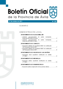 Boletín Oficial de la Provincia del miércoles, 27 de octubre de 2021