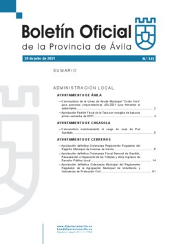 Boletín Oficial de la Provincia del jueves, 29 de julio de 2021