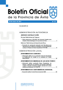 Boletín Oficial de la Provincia del martes, 30 de marzo de 2021