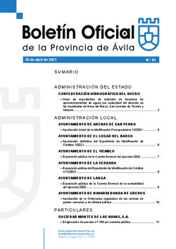 Boletín Oficial de la Provincia del viernes, 30 de abril de 2021