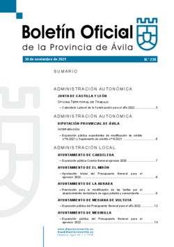 Boletín Oficial de la Provincia del martes, 30 de noviembre de 2021