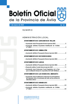 Boletín Oficial de la Provincia del martes, 1 de marzo de 2022
