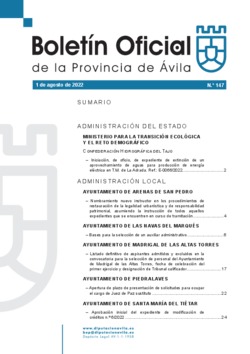 Boletín Oficial de la Provincia del lunes, 1 de agosto de 2022