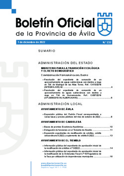Boletín Oficial de la Provincia del jueves, 1 de diciembre de 2022