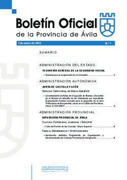 Boletín Oficial de la Provincia del lunes, 3 de enero de 2022