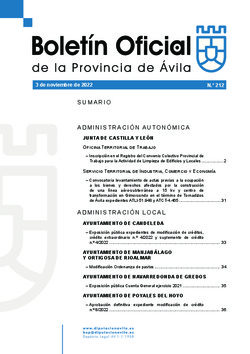 Boletín Oficial de la Provincia del jueves, 3 de noviembre de 2022