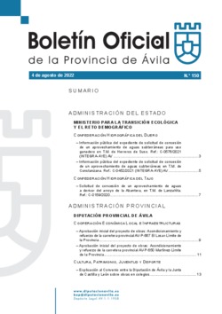 Boletín Oficial de la Provincia del jueves, 4 de agosto de 2022