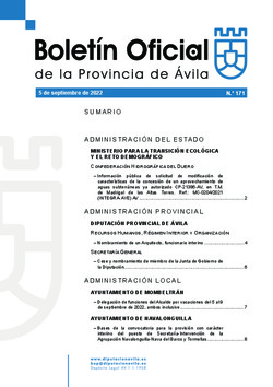 Boletín Oficial de la Provincia del lunes, 5 de septiembre de 2022