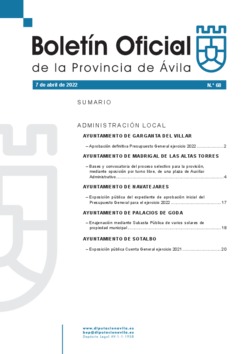 Boletín Oficial de la Provincia del jueves, 7 de abril de 2022