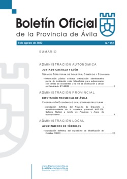 Boletín Oficial de la Provincia del lunes, 8 de agosto de 2022