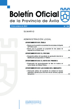 Boletín Oficial de la Provincia del lunes, 10 de octubre de 2022