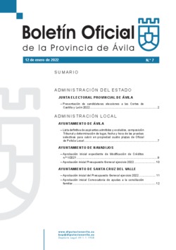 Boletín Oficial de la Provincia del miércoles, 12 de enero de 2022