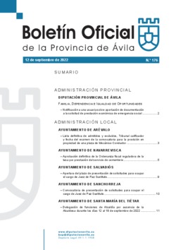 Boletín Oficial de la Provincia del lunes, 12 de septiembre de 2022