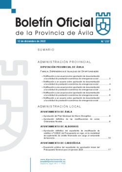 Boletín Oficial de la Provincia del lunes, 12 de diciembre de 2022
